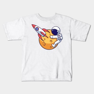 Astronaut Hugging the Moon Kids T-Shirt